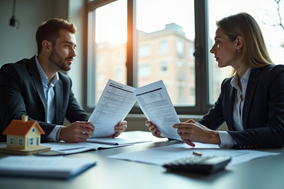 Banquier professionnel montrant des documents financiers à un client