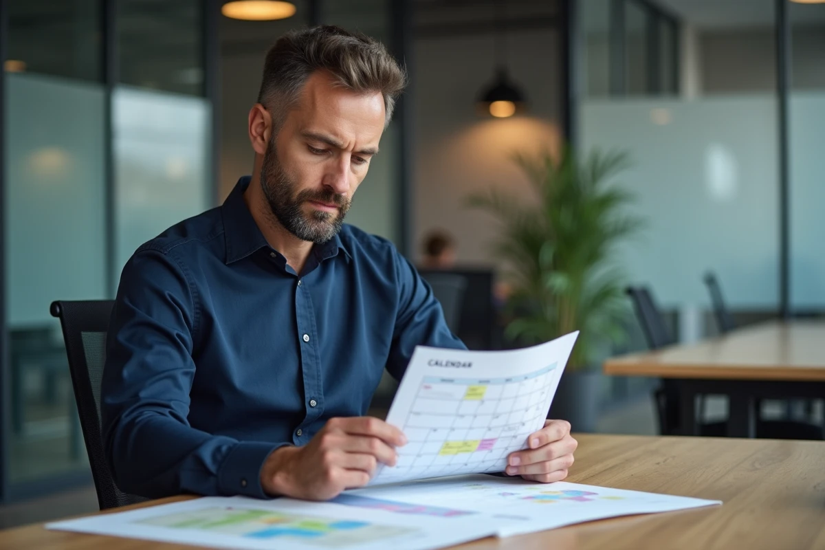 Comptable examinant un calendrier fiscal annoté pour sécuriser la date d'acompte IS
