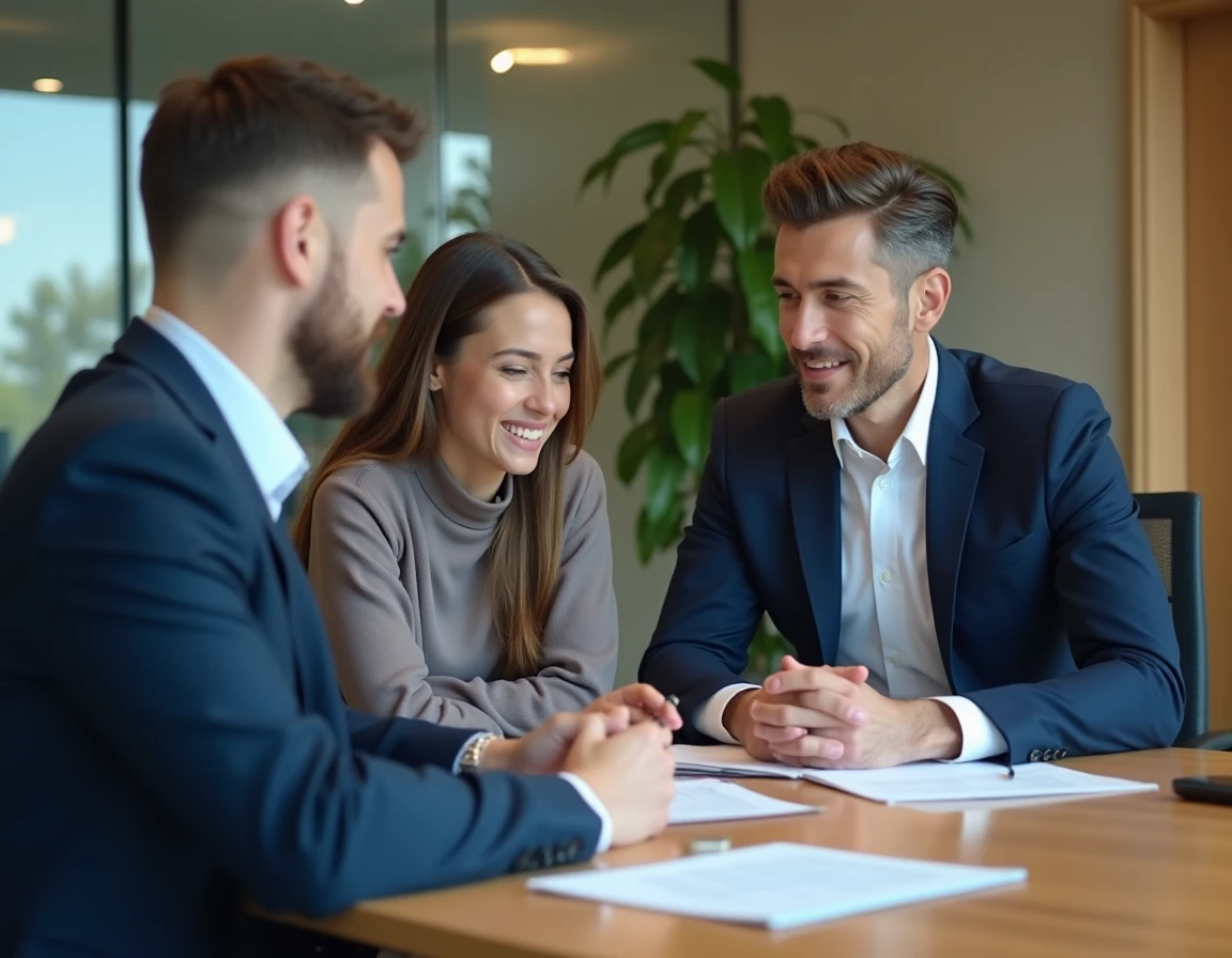 Conseiller financier Tecfinance accompagnant un couple dans la gestion de leur crédit et budget