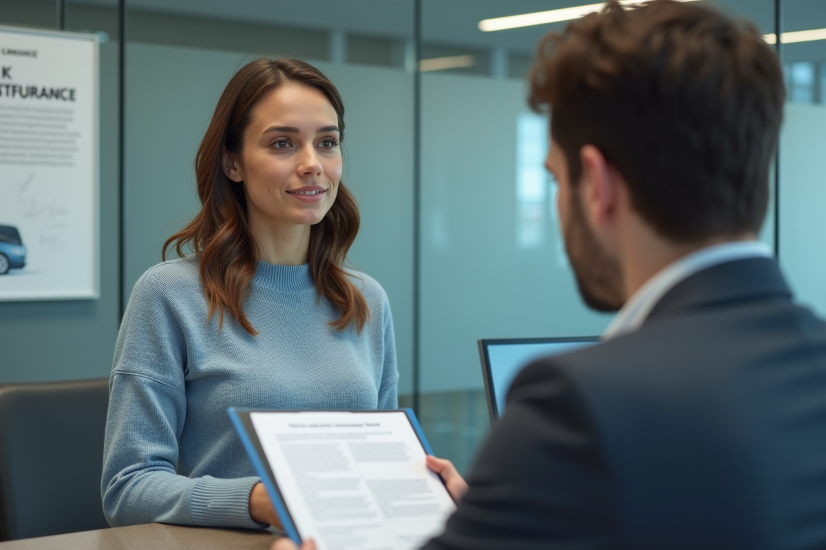Jeune femme discutant avec un conseiller bancaire