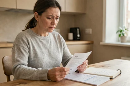 Femme consultant ses relevés bancaires et son livret A à la maison, illustrant la question du rendement face à l'inflation en 2026