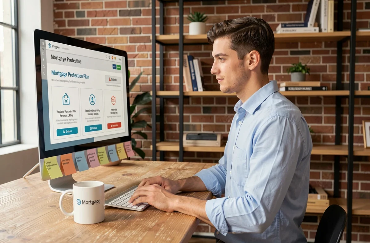 Conseiller For-U Courtage travaillant sur des options d'assurance de prêt dans un bureau moderne