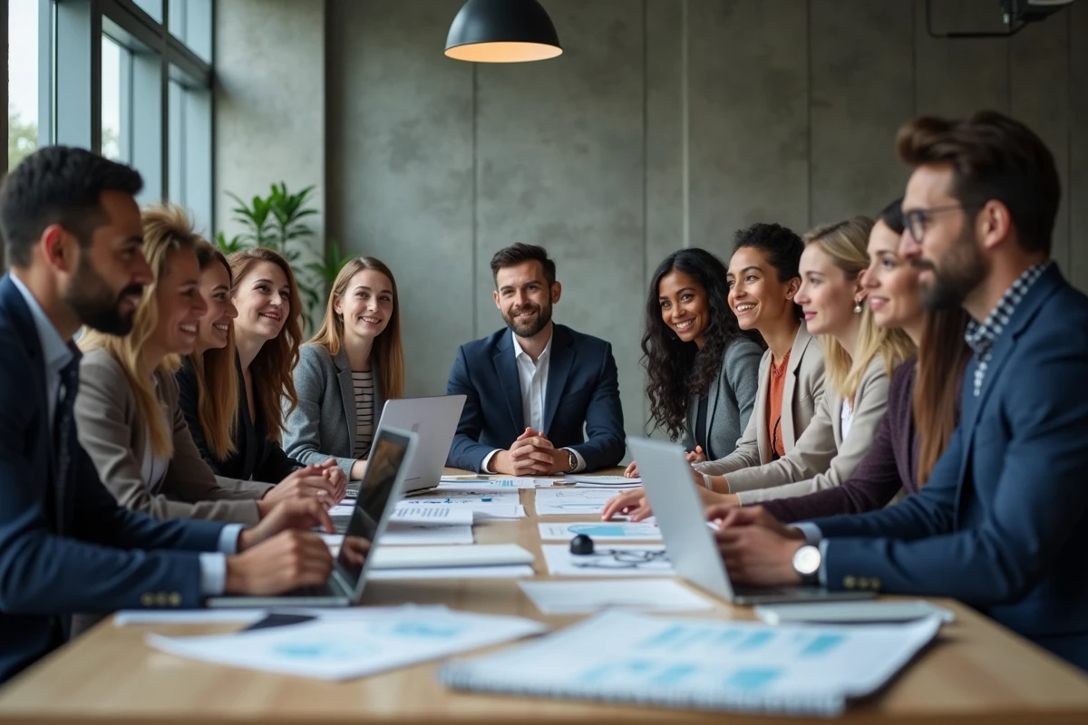 Groupe de professionnels lors d'une conférence en réunion