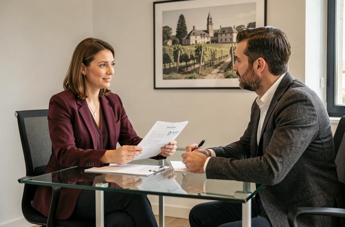 Conseillère de Solution Prêt présentant une simulation de crédit immobilier à un client dans son agence à Dijon et Beaune