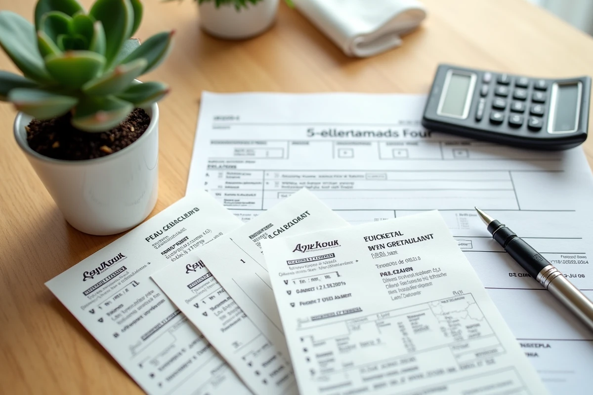 Tickets-restaurant, formulaire fiscal et reçu de repas disposés sur un bureau en bois pour illustrer la question du cumul avec la déduction des frais réels en 2026